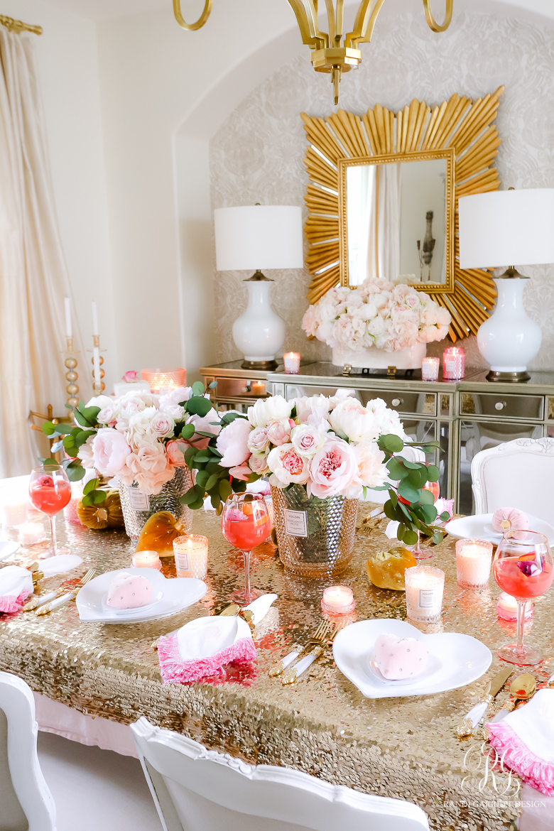 Woman in Real Life: Valentine's Day Pink and Gold Table Decor with Gold  Flatware