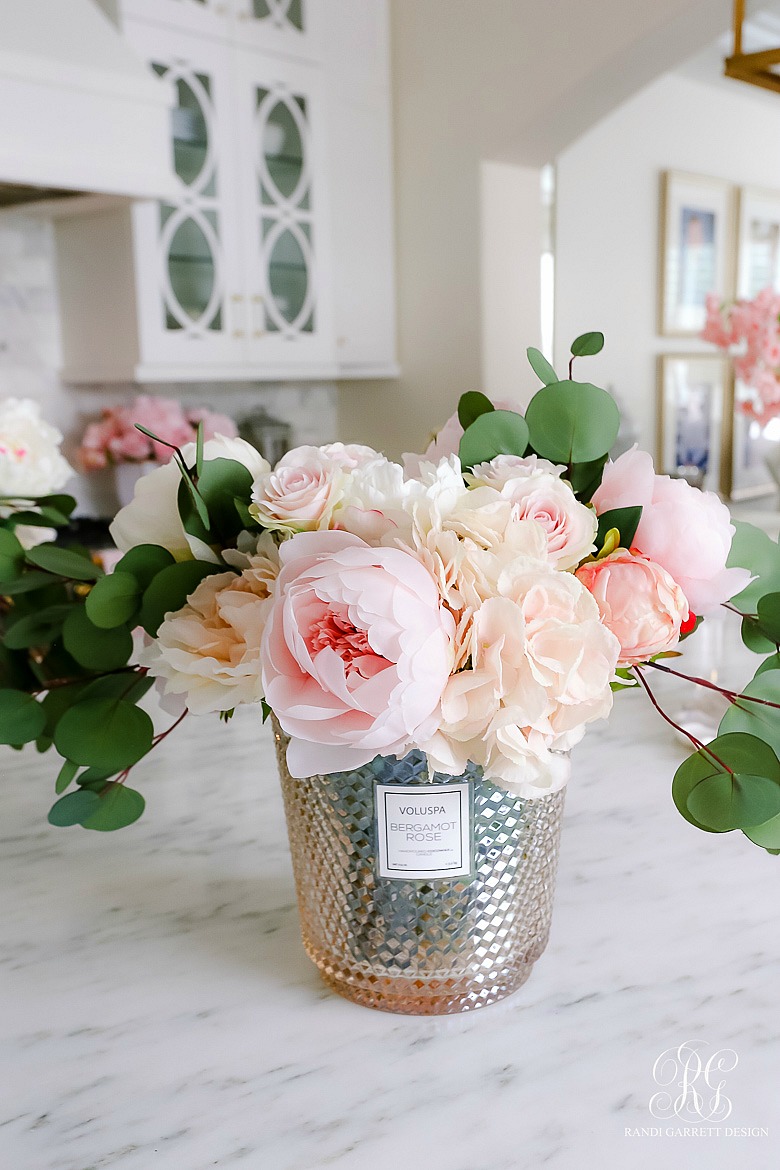 faux pink peony arrangement