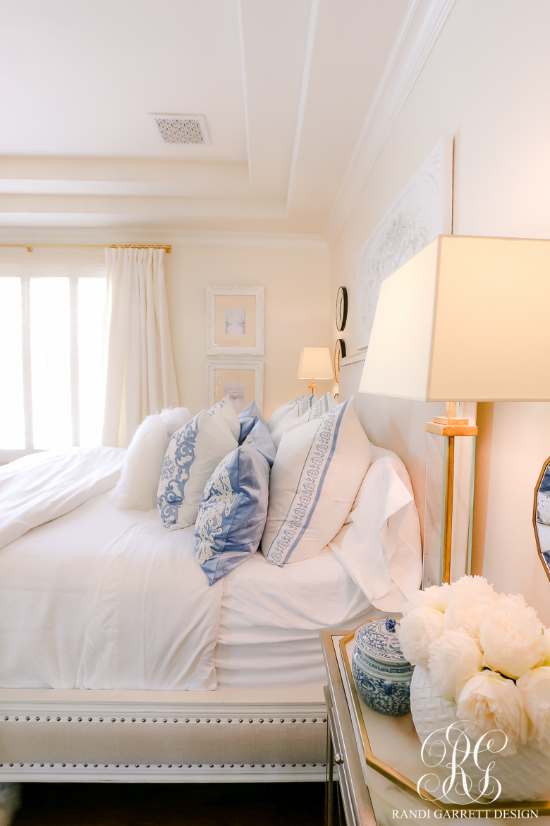 French Blue and White Spring Bedroom