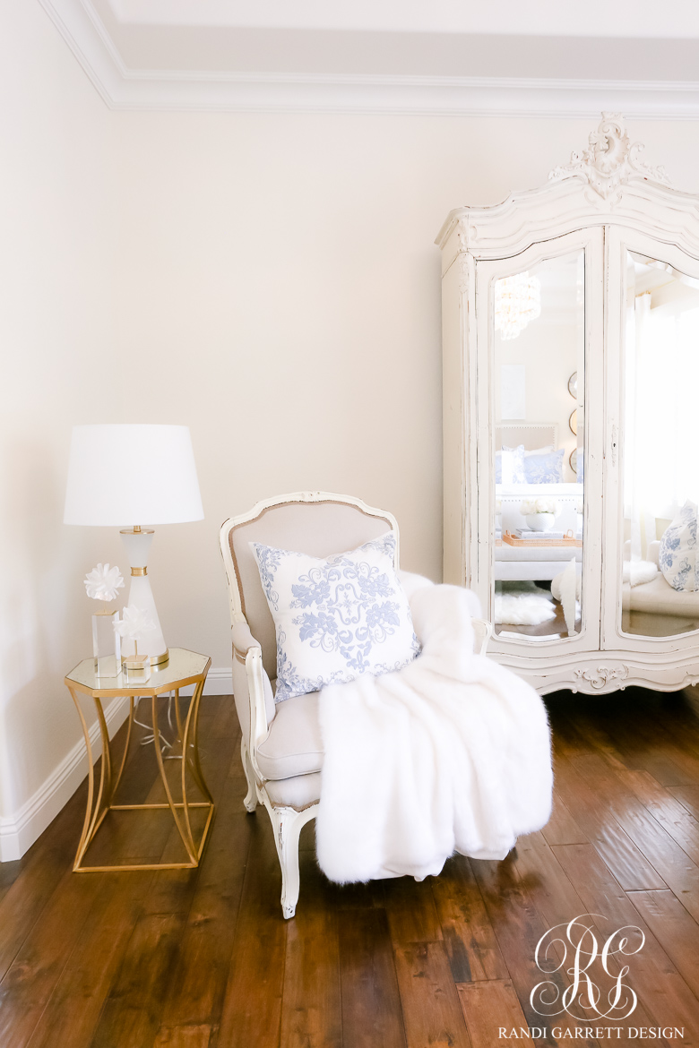 French Blue and White Spring Bedroom