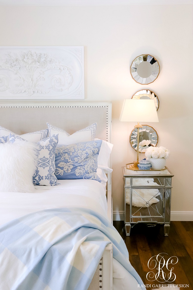 French Blue and White Spring Bedroom