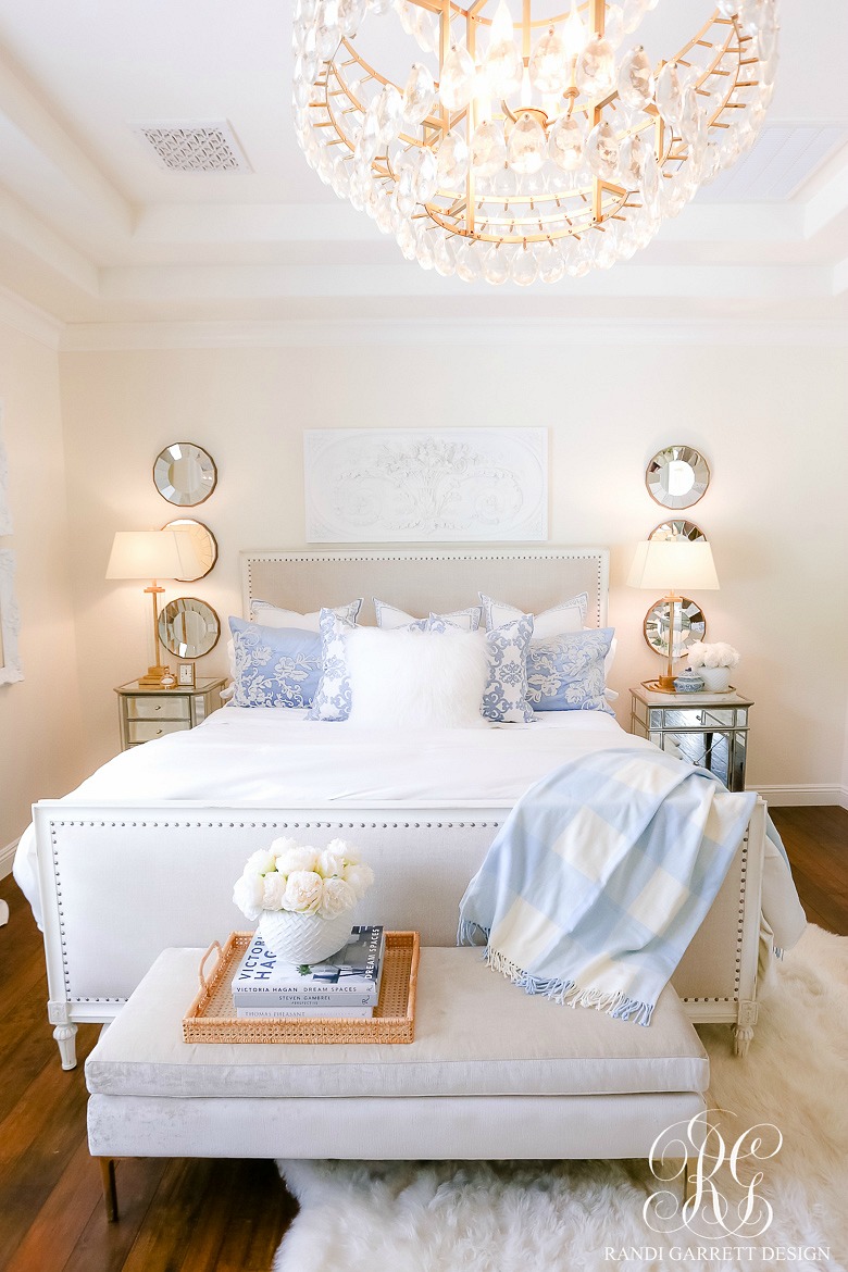 French Blue and White Spring Bedroom