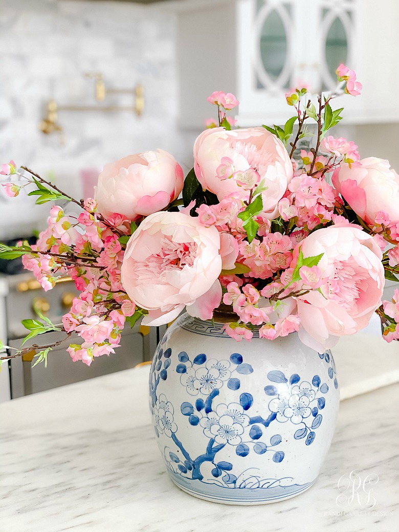 peony cherry blossom spring arrangement