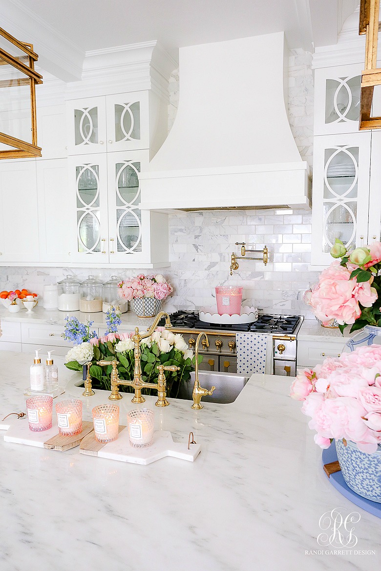 white kitchen styled for spring