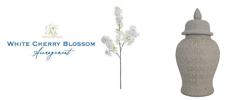 white cherry blossom arrangement
