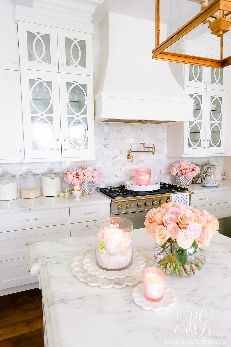 white kitchen styled for spring