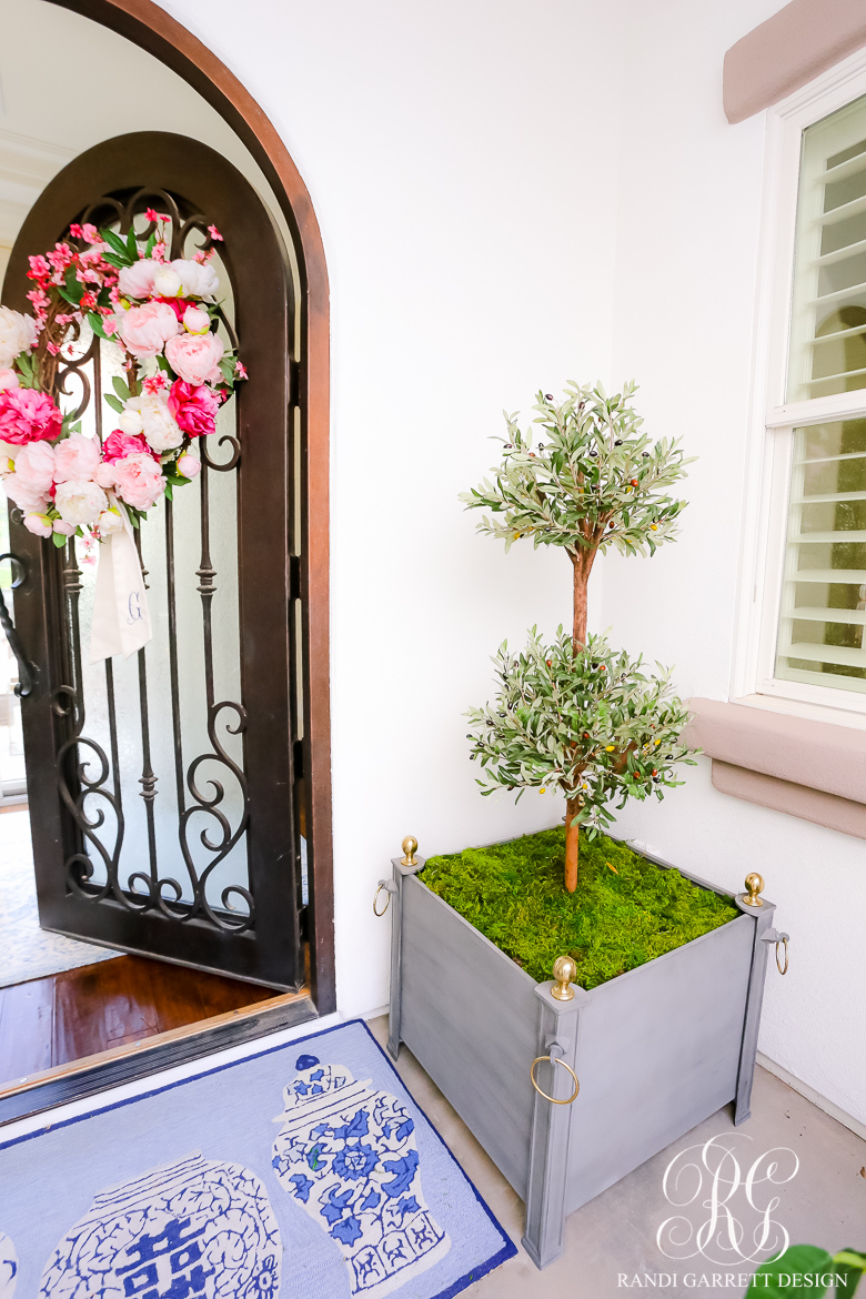 faux olive topiary spring porch ideas