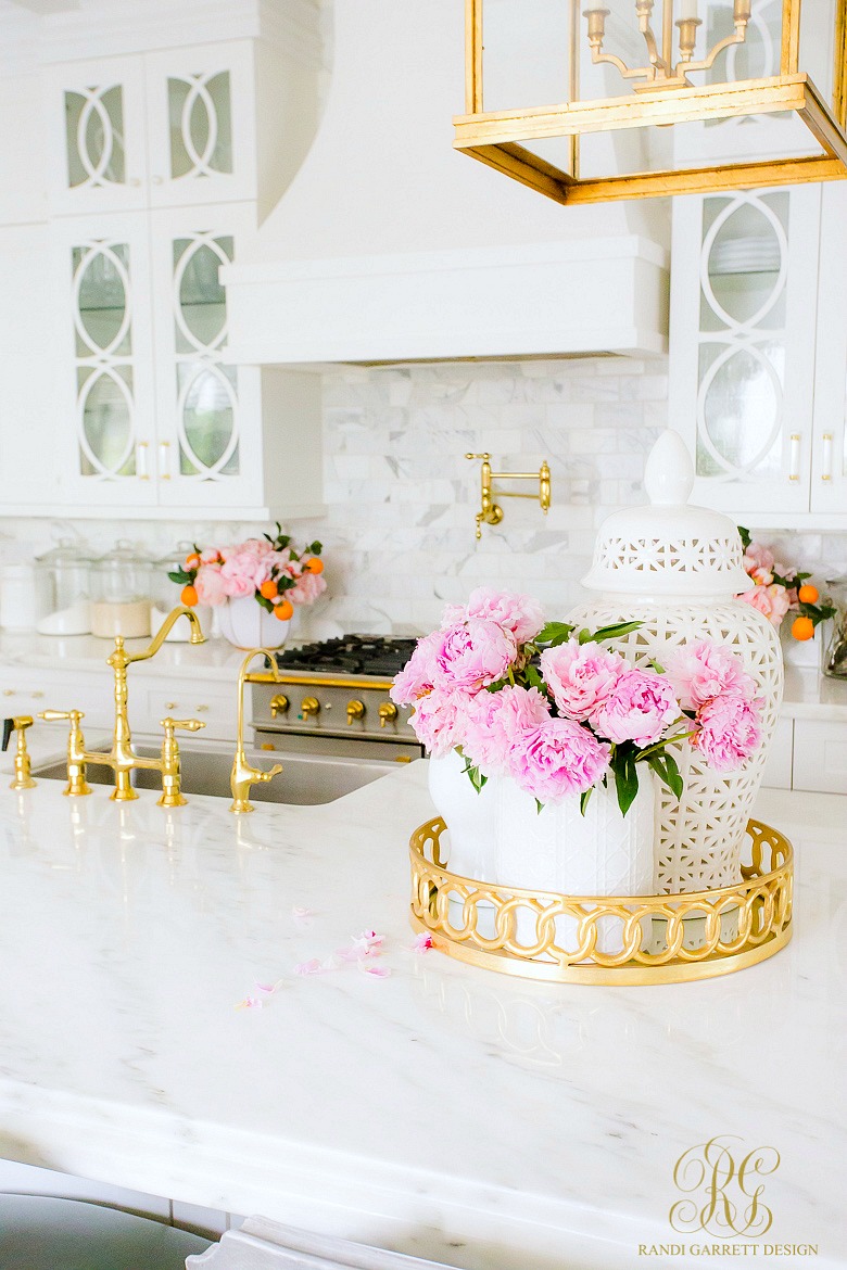 beautiful white kitchen brass fixtures