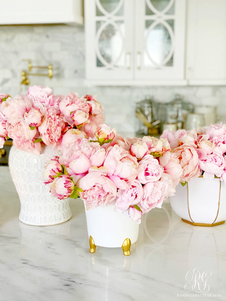 faux pink peony arrangements