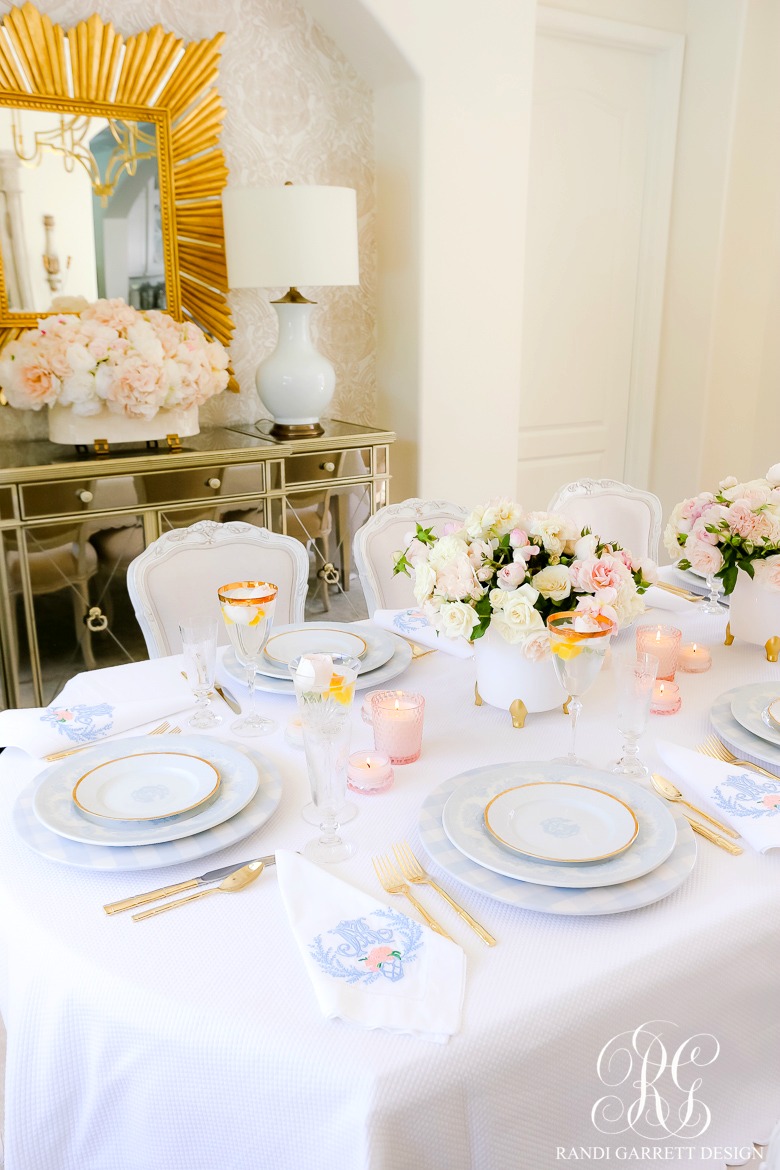 Pink and Blue Mother's Day Table