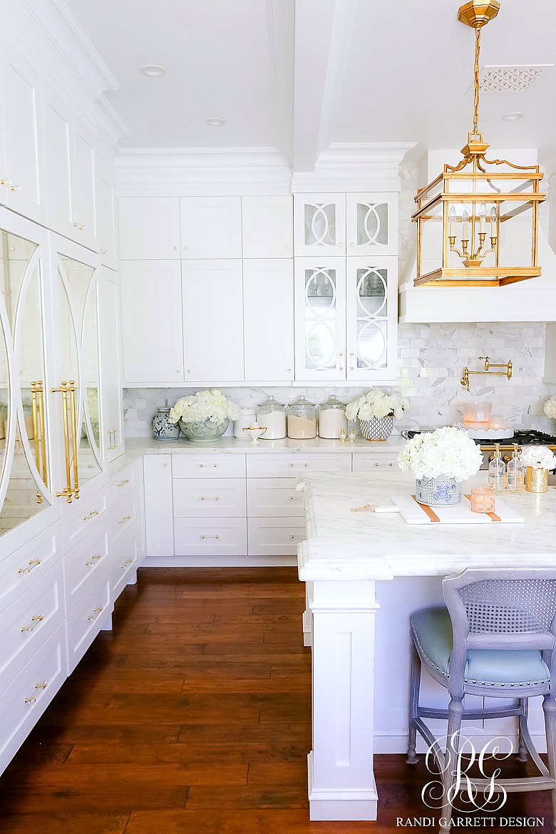 white kitchen gold accents summer styling