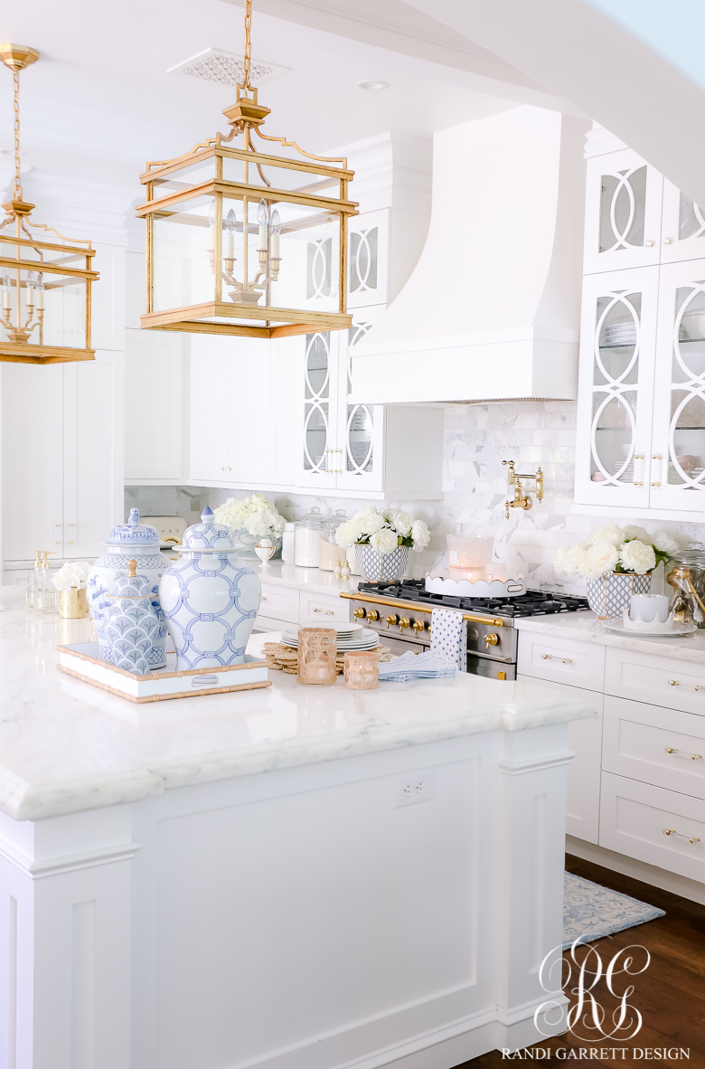 beautiful white kitchen gold accents