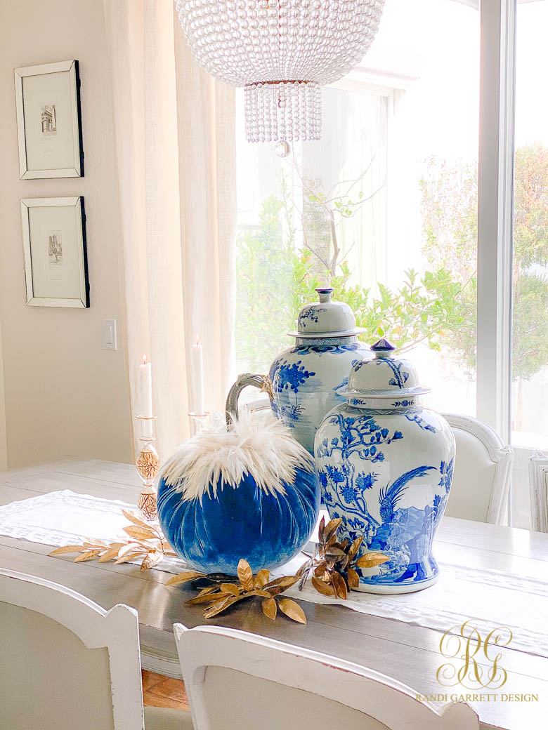 Ginger Jar and Pumpkin Fall Table