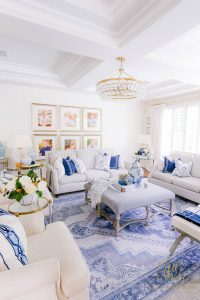 Blue and White Family Room Fall Home Tour - Randi Garrett Design