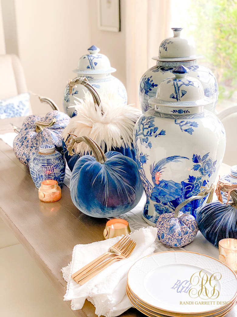 Ginger Jar and Pumpkin Fall Table