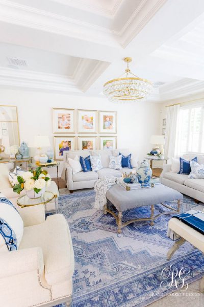 Blue and White Family Room Fall Home Tour - Randi Garrett Design