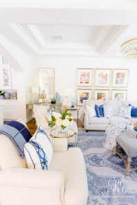 Blue and White Family Room Fall Home Tour - Randi Garrett Design