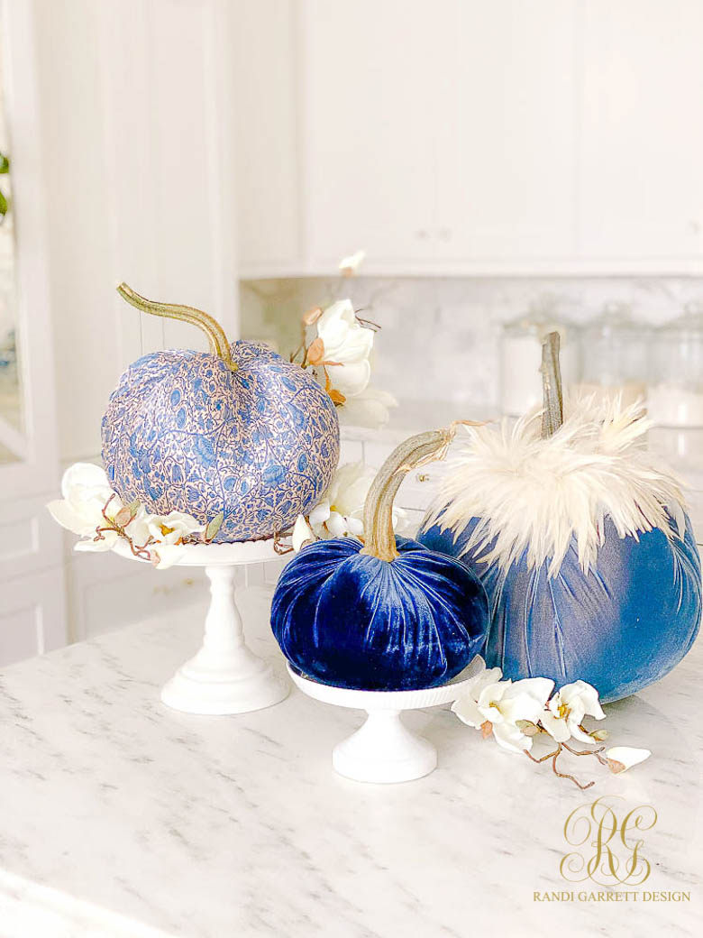 blue pumpkins fall decor