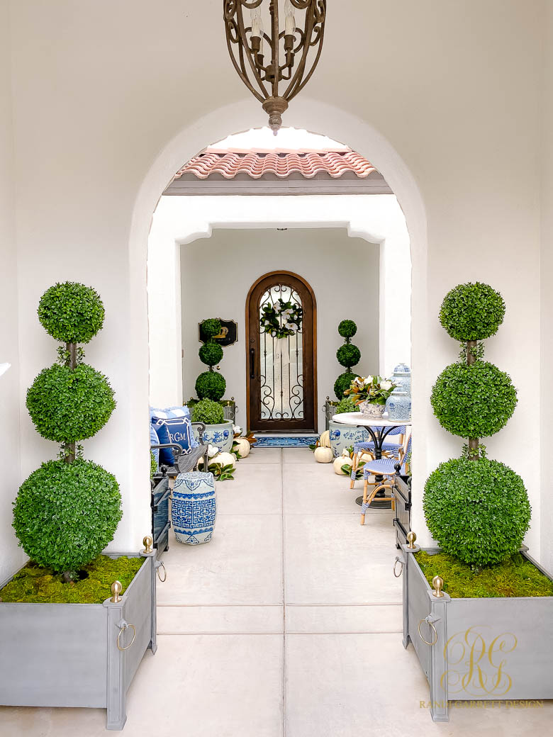 Blue and White Fall Porch