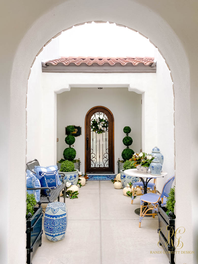 Blue and White Fall Porch