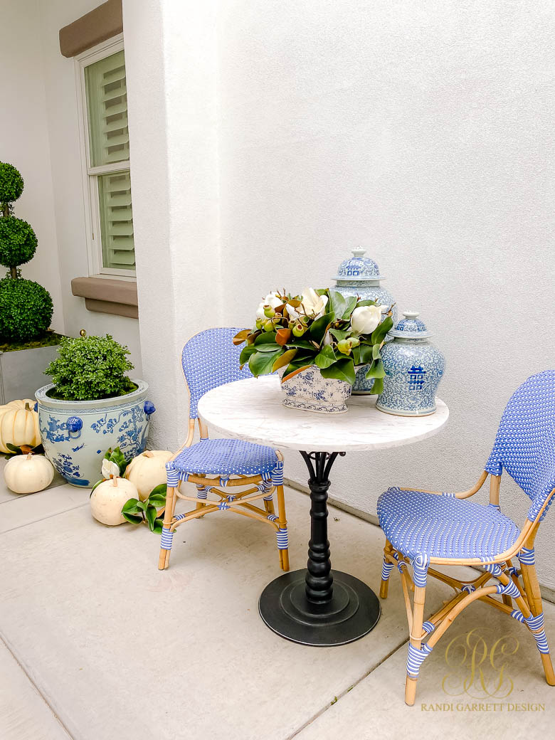 Blue and White Fall Porch