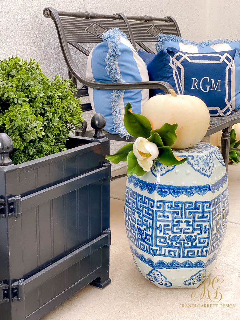 Blue and White Fall Porch