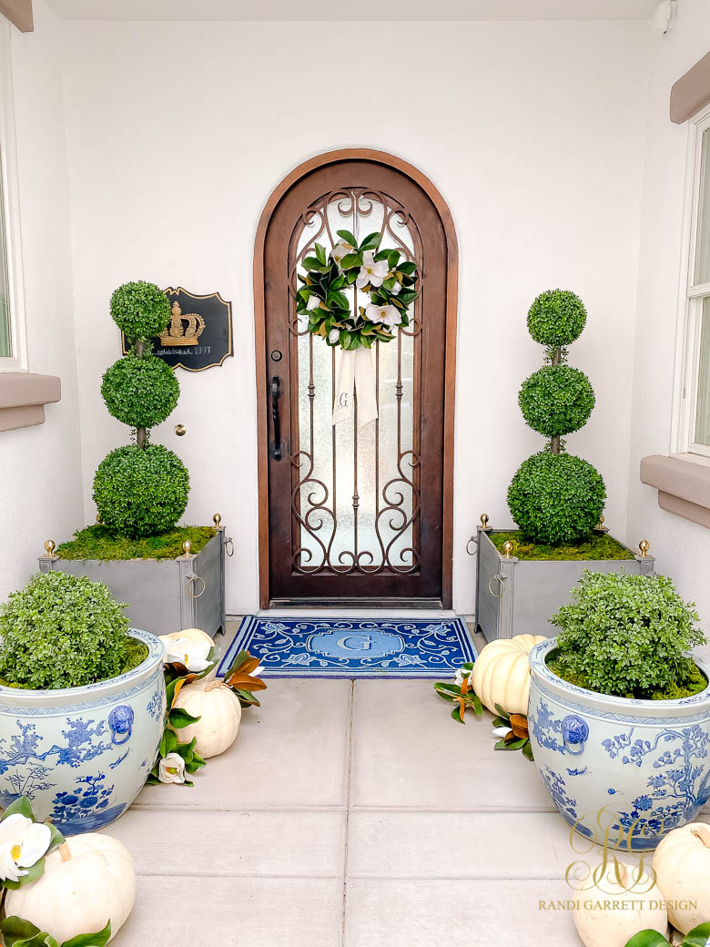 Blue and White Fall Porch