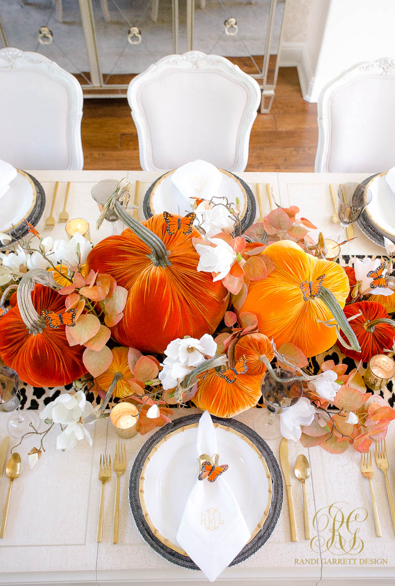 Orange Butterfly Fall Table - elegant halloween table