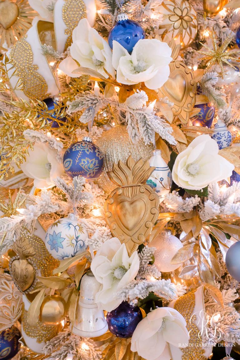 Elegant Blue, White and Gold Christmas Tree - Randi Garrett Design
