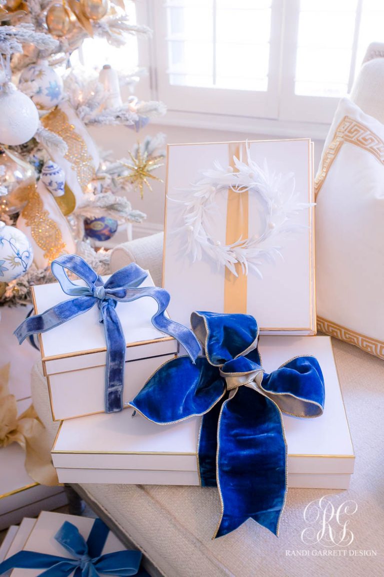 Elegant Blue, White and Gold Christmas Tree - Randi Garrett Design