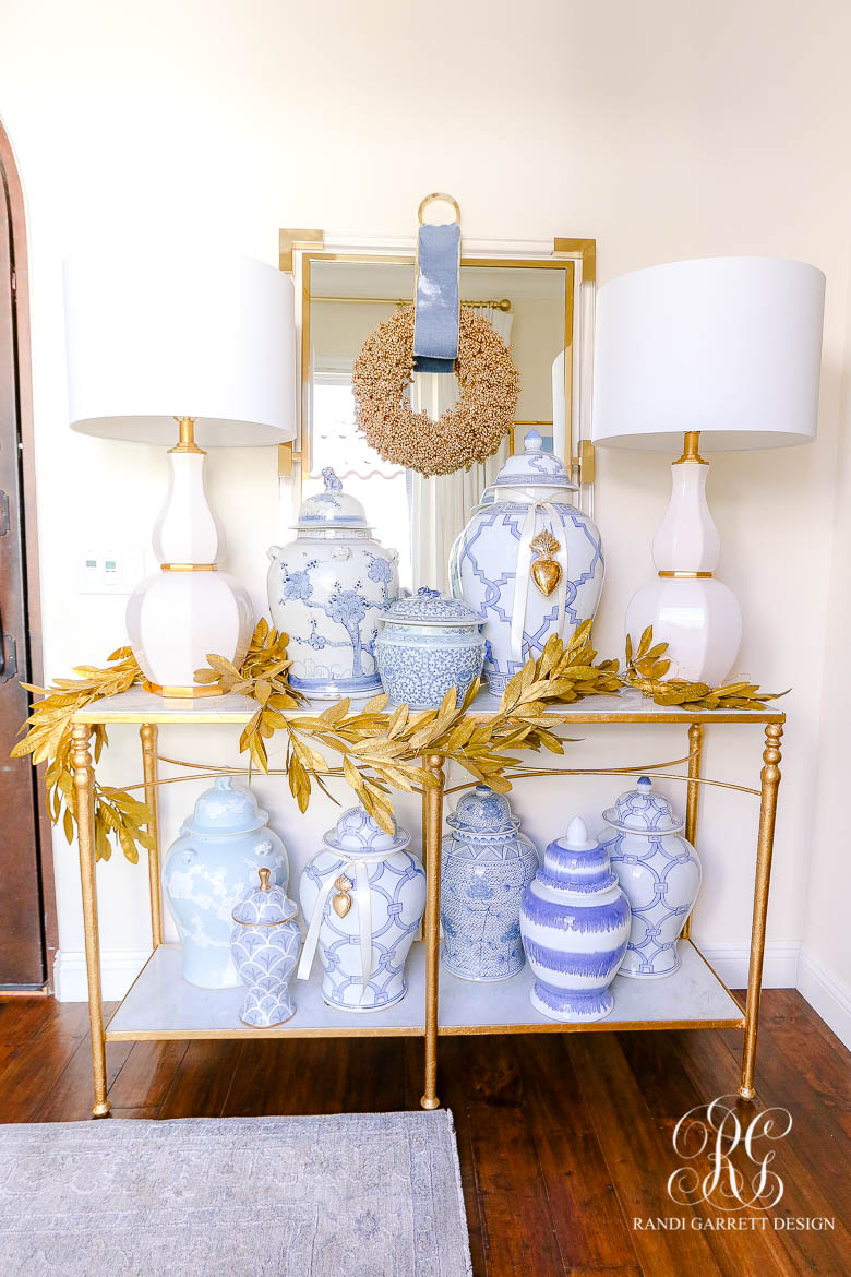 Blue and White Christmas Family Room - Randi Garrett Design