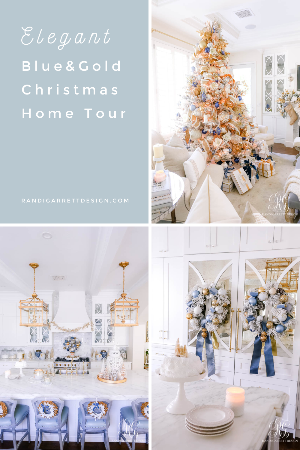 Blue White and Gold Christmas Home Tour - Randi Garrett Design