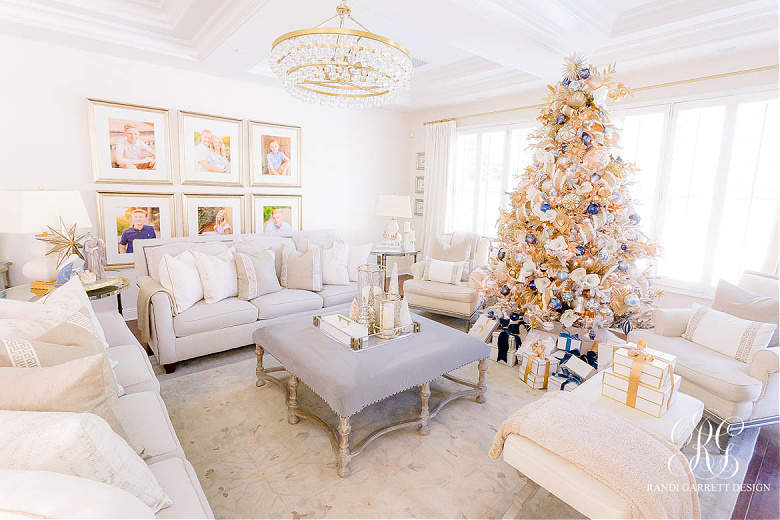 Blue White and Gold Christmas Home Tour