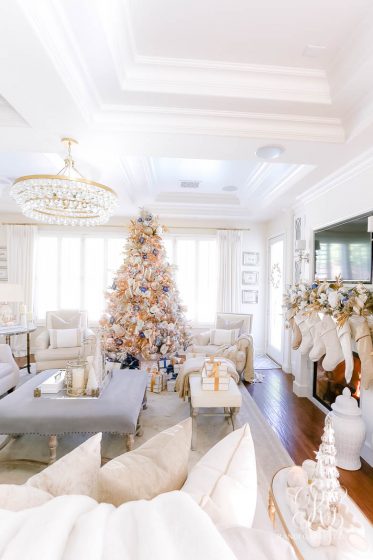 Blue White and Gold Christmas Home Tour - Randi Garrett Design