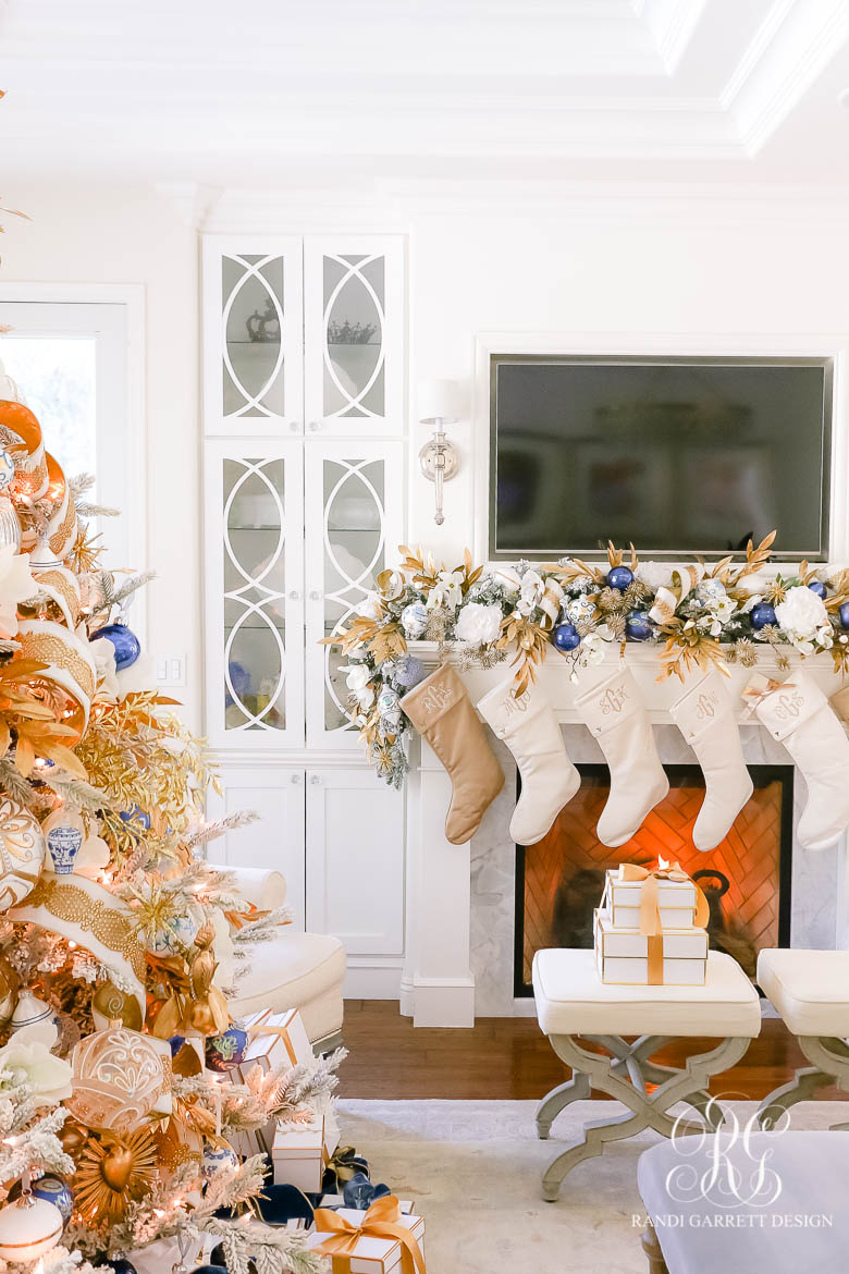 Blue White and Gold Christmas Home Tour