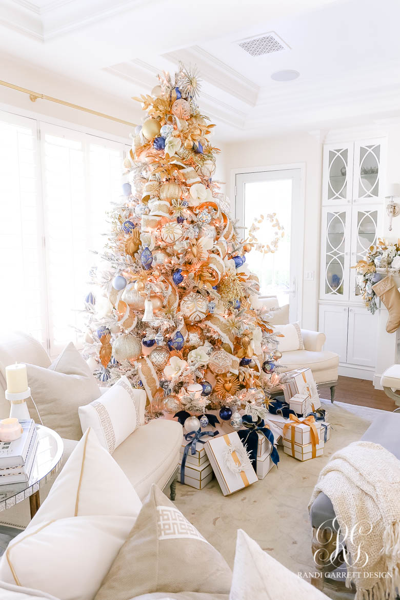 Blue White and Gold Christmas Home Tour