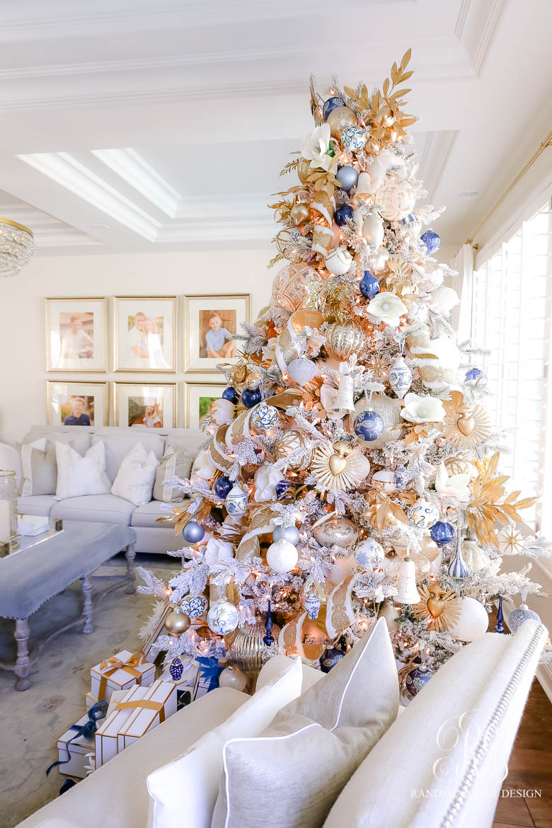 blue white gold Christmas tree