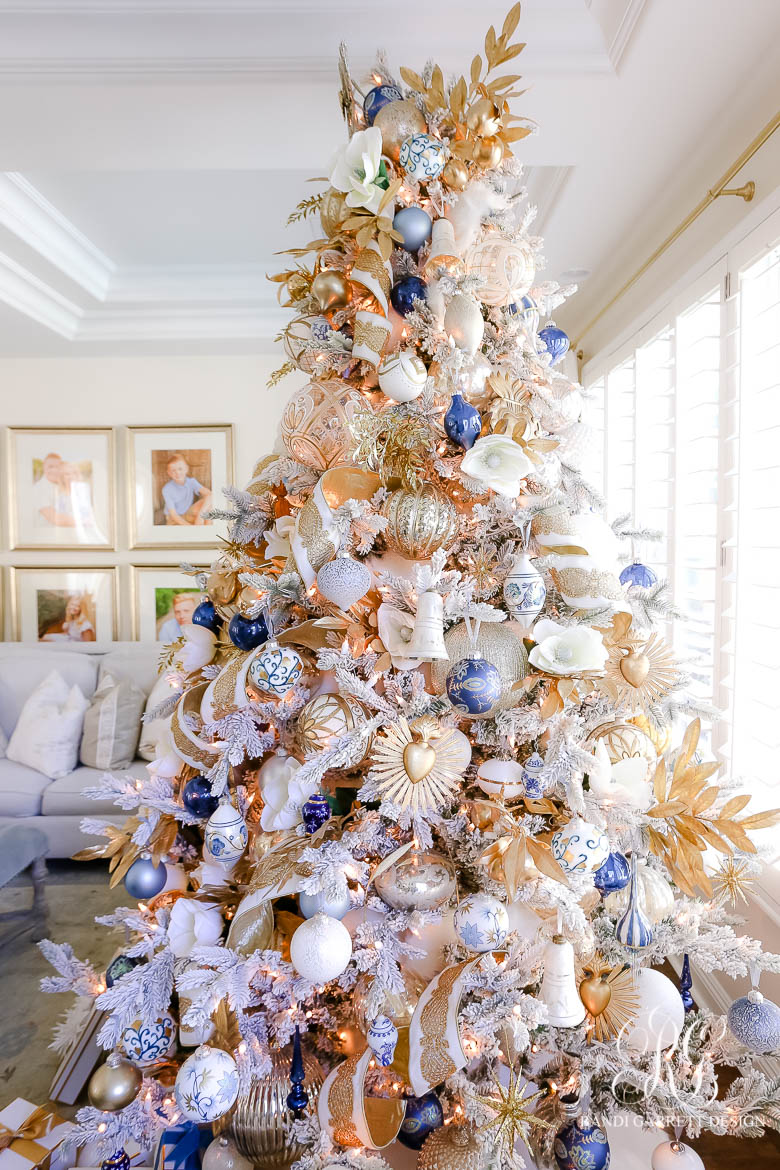 Blue White and Gold Christmas Home Tour - Randi Garrett Design