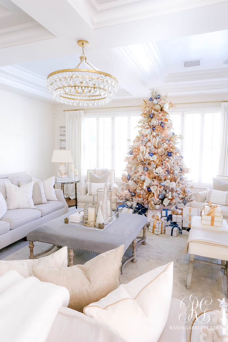 Blue White and Gold Christmas Home Tour