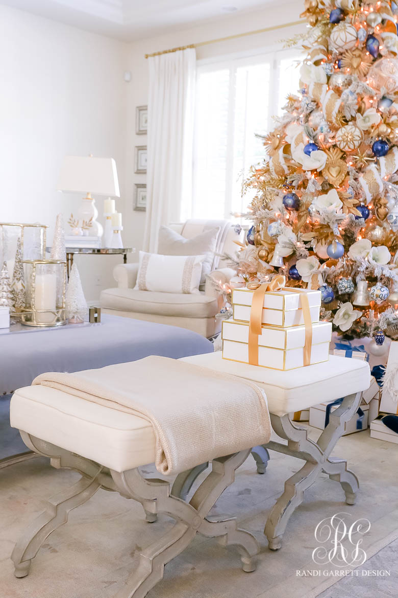 Blue White and Gold Christmas Home Tour