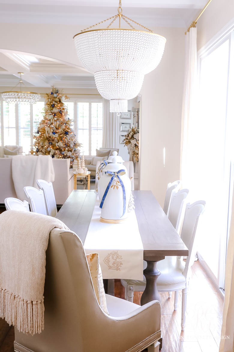 Blue and White Christmas Family Room - Randi Garrett Design