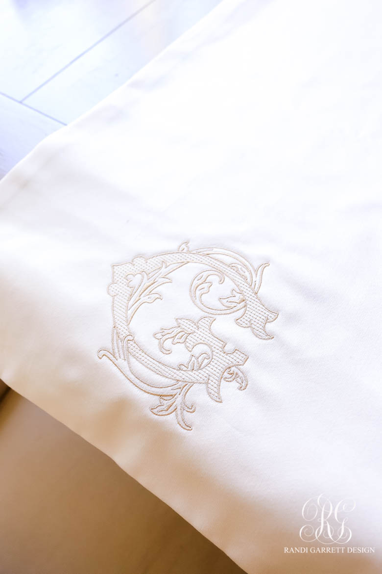 monogramed table runner