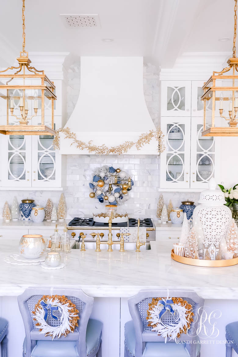 Blue White and Gold Christmas Home Tour