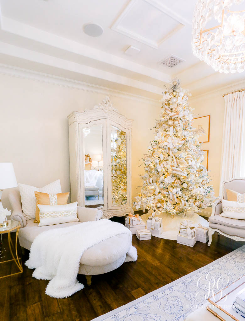 White + Gold Glam Christmas Bedroom