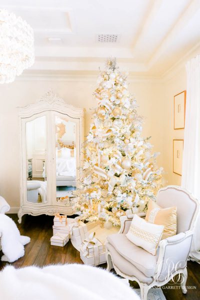 White + Gold Glam Christmas Bedroom - Randi Garrett Design