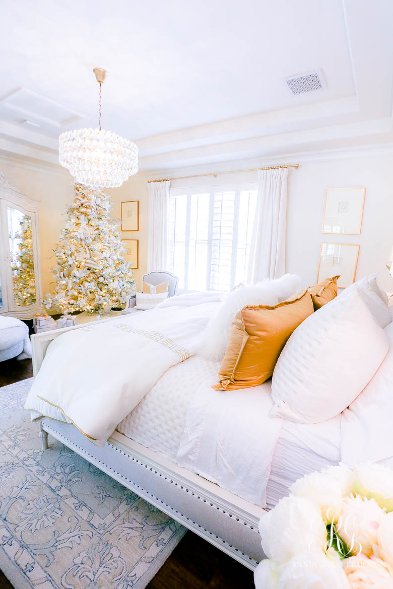 White + Gold Glam Christmas Bedroom