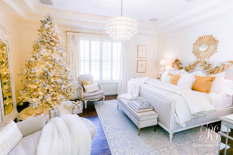 White + Gold Glam Christmas Bedroom