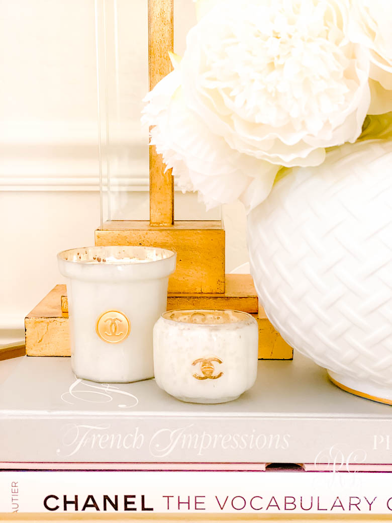 White + Gold Glam Christmas Bedroom - Chanel Candles 