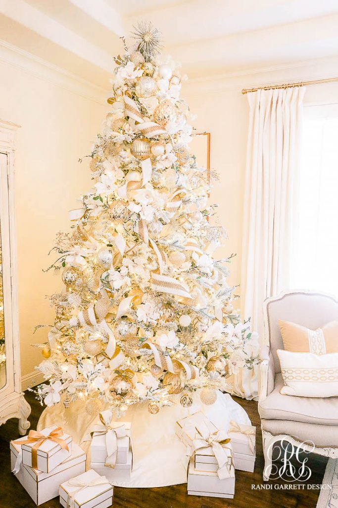 White + Gold Glam Christmas Bedroom - Randi Garrett Design