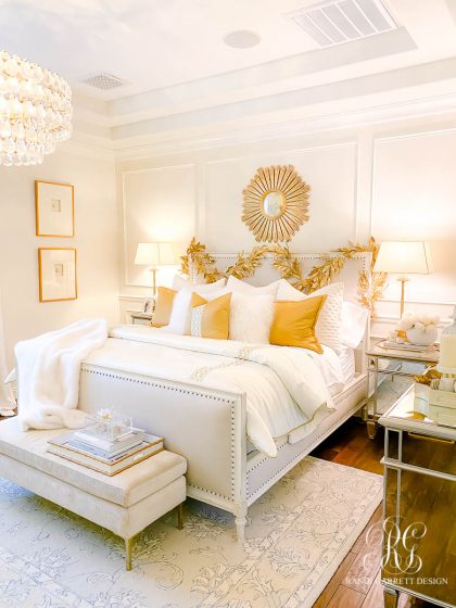 White + Gold Glam Christmas Bedroom - Randi Garrett Design